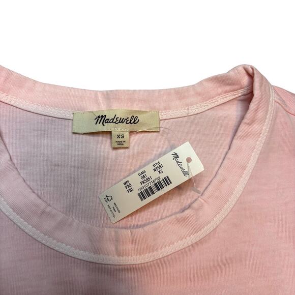 Madewell Whisper Cotton Crewneck Tee Pink XS NWT Classic Short Sleeve - Picture 8 of 9